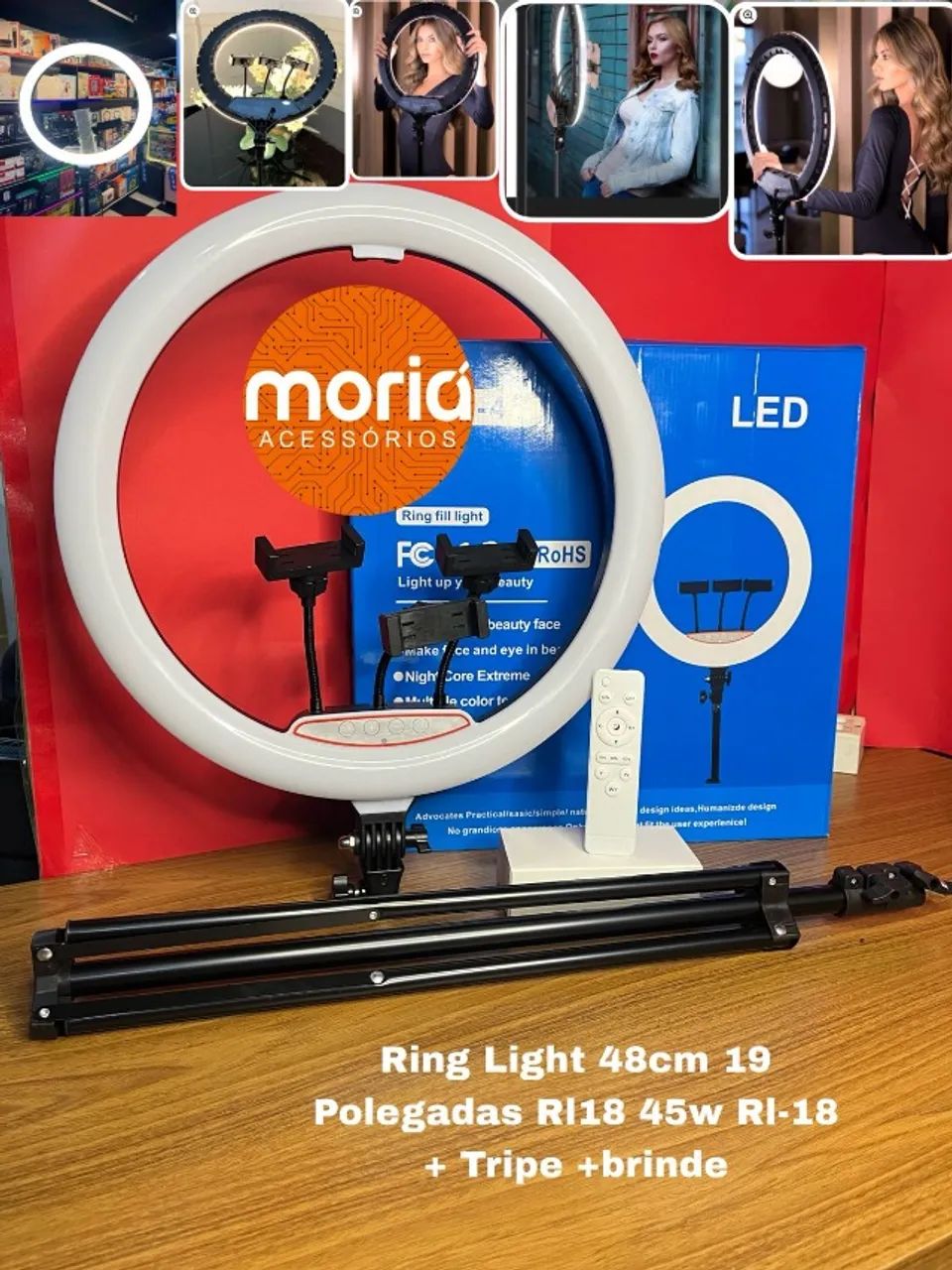 Ring Light 48cm 19"Polegadas RI18 45w RJ-18 + Tripé - Foto 5