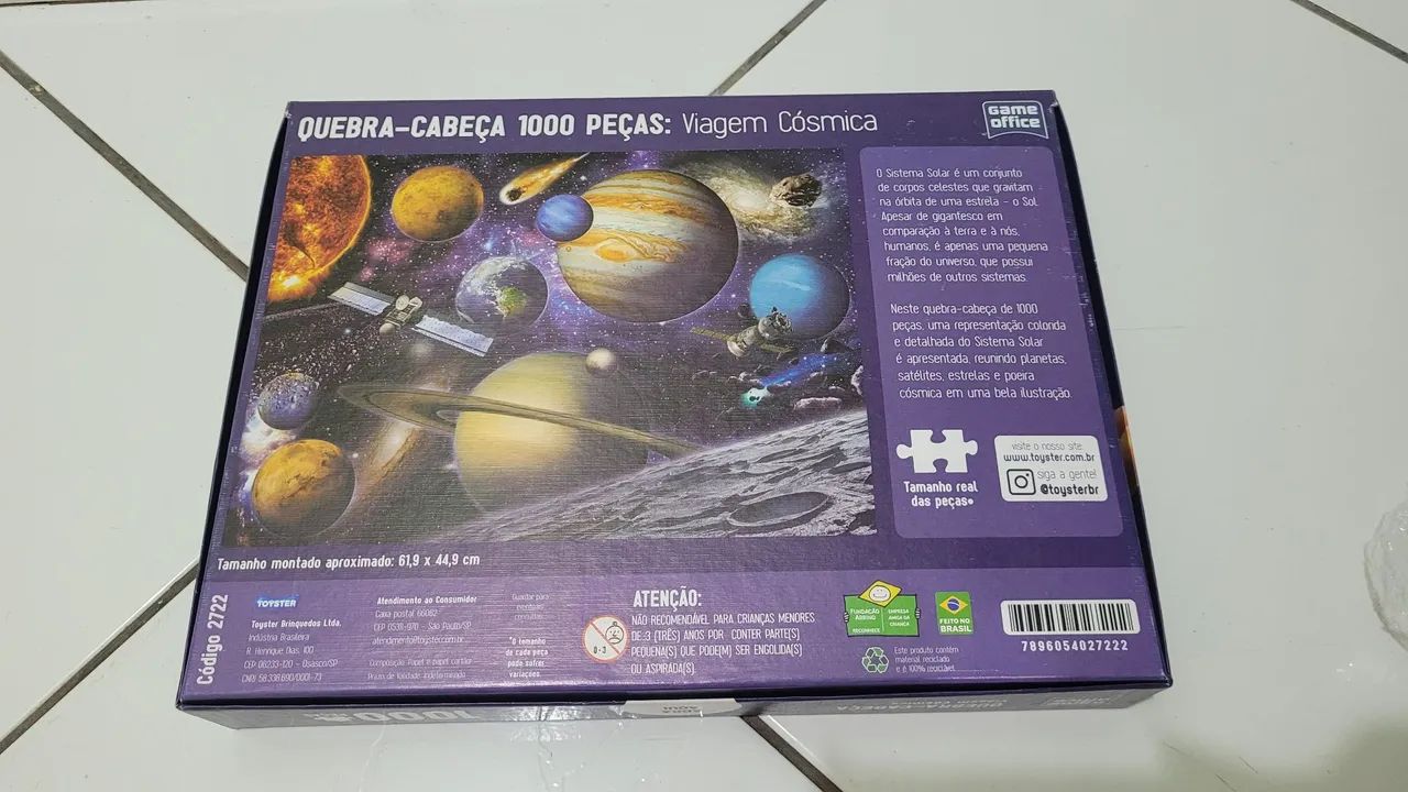 Quebra-cabeça 1000 peças viagem cósmica 62x45, COM BRINDE