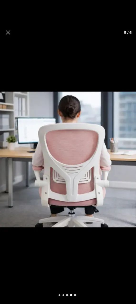 Cadeira Escritório Rosa Ergonômica Tela Mesh Ajustável - Foto 5