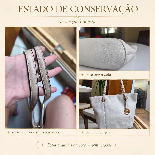 Bolsa Michael Kors Jet Set Travel Pocket Tote Original em Couro Pebbled - Foto 5