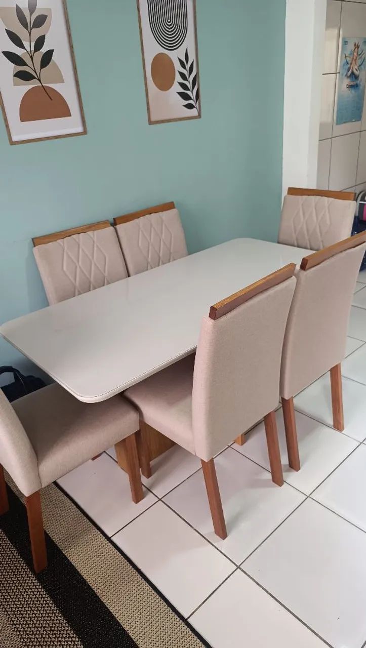 Mesa com 6 cadeiras de linho - Foto 2