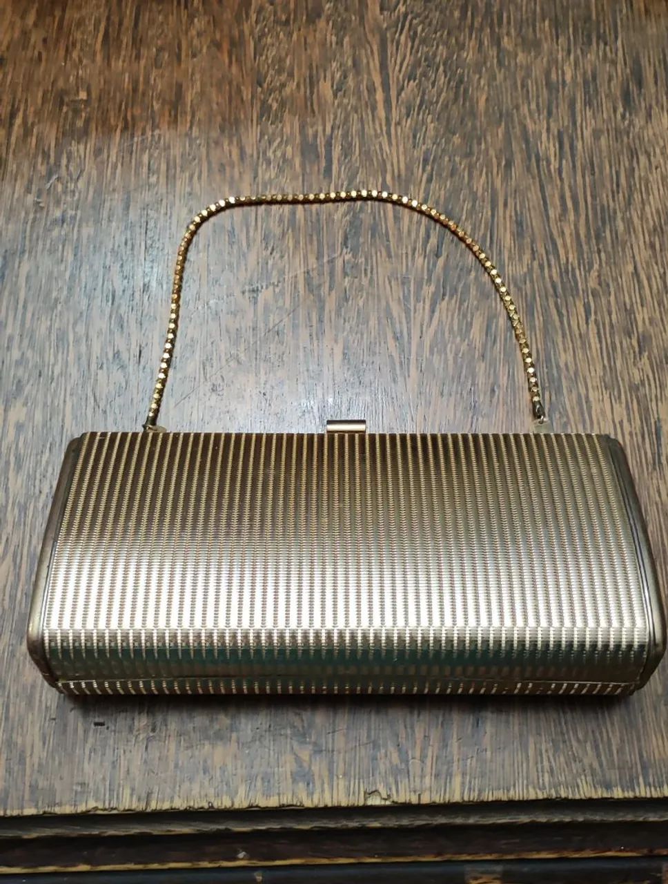 Bolsa Clutch Vintage Retrô Corello Dourada Anos 70/80 Com Caixa