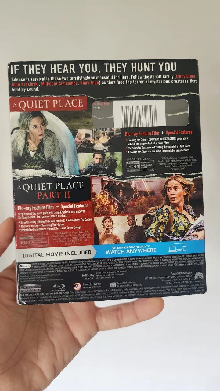Blu-ray Um Lugar Silencioso 1 E 2 + Luva Lacrado  - Foto 2