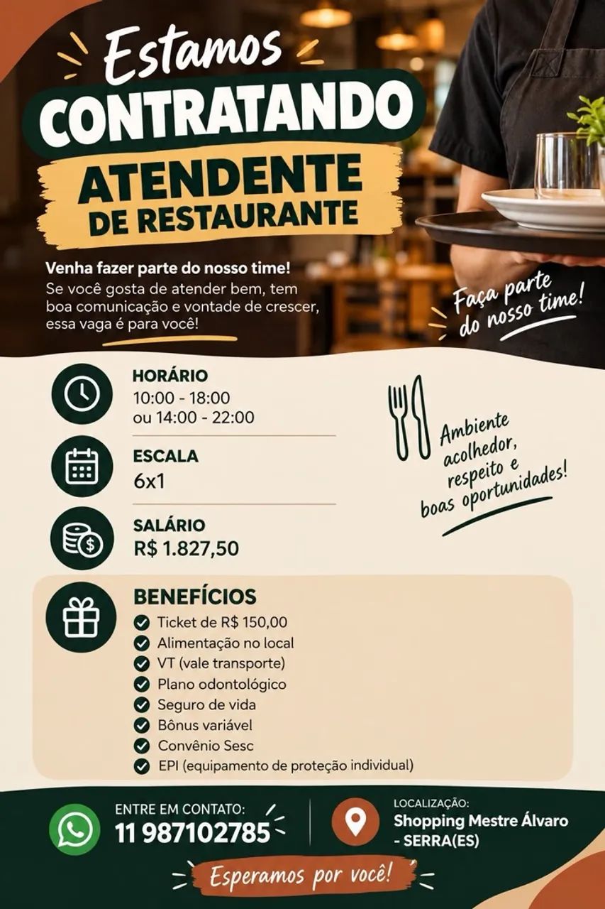 VAGAS RESTAURANTE - SERRA(ES) - Foto 2