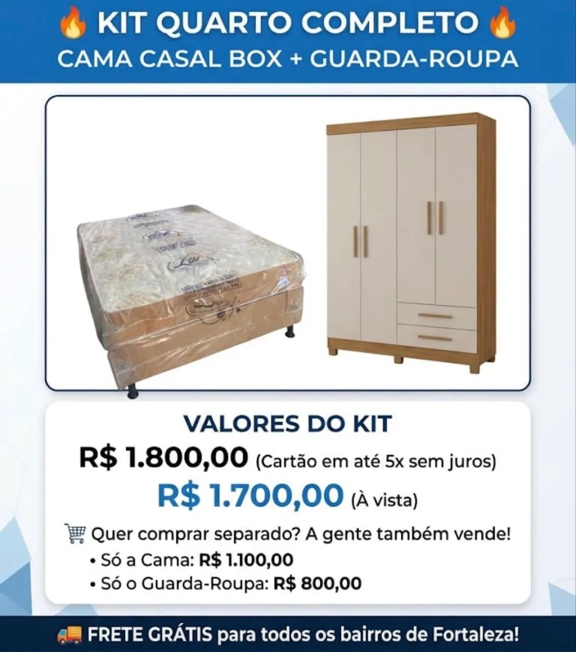 Kit quarto CAMA CASAL E GUARDA ROUPA