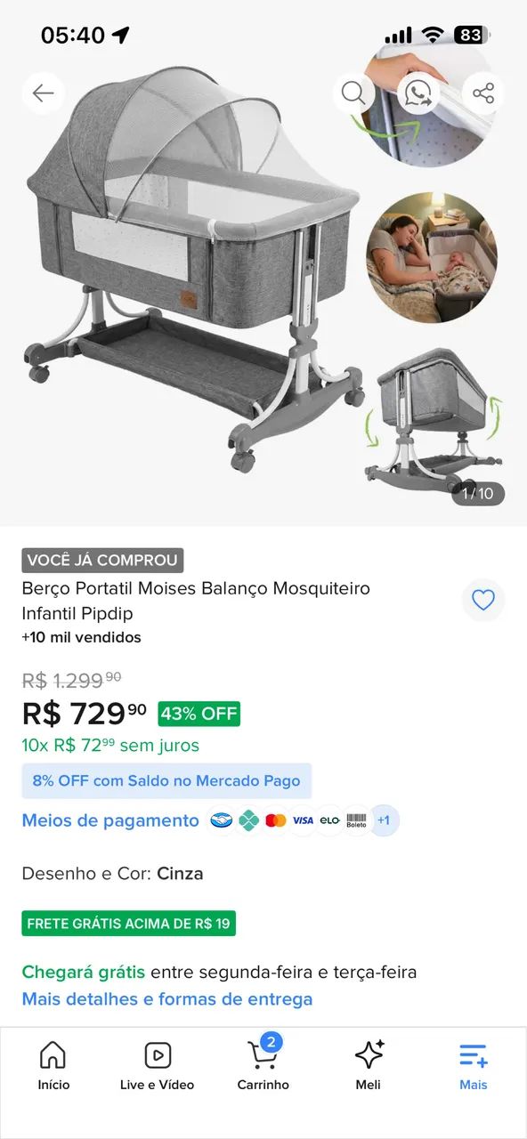 Berço portátil Moisés  - Foto 3