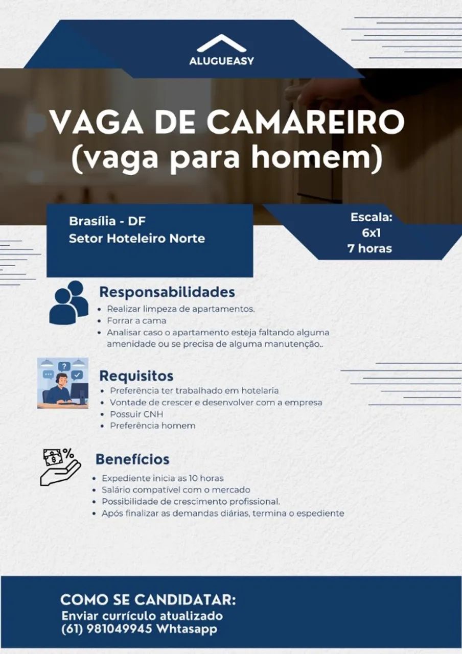 Alugueasy vaga de camareiro