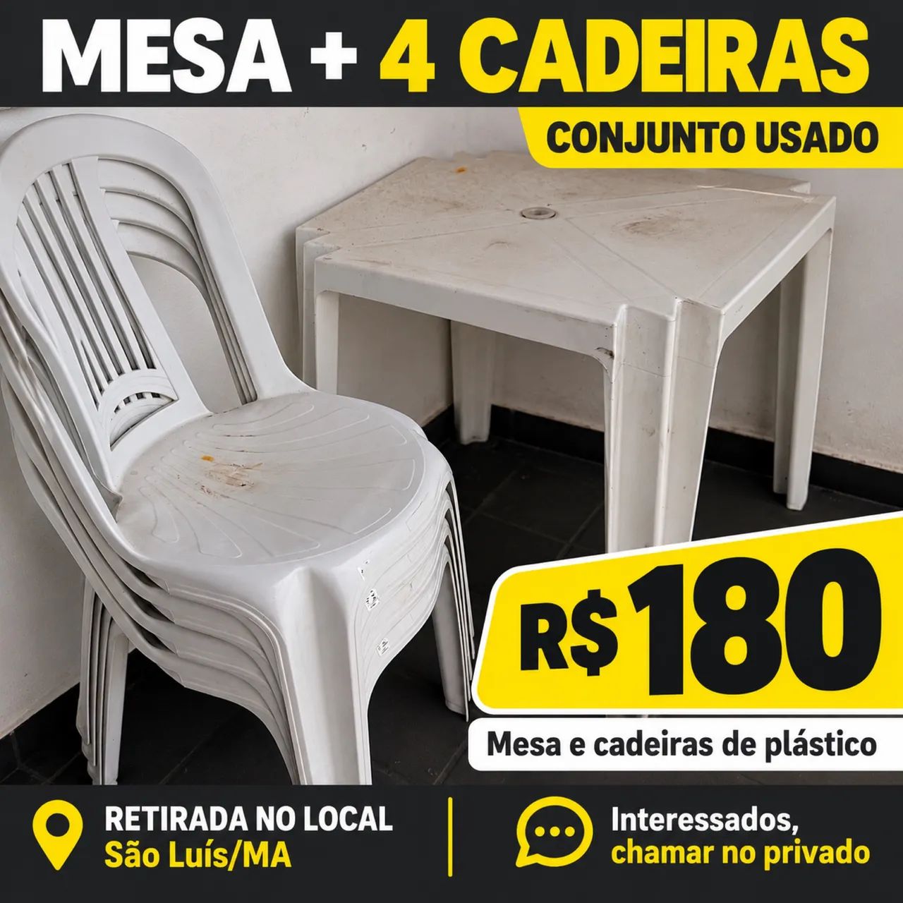 Mesa De Plástico com Cadeiras 