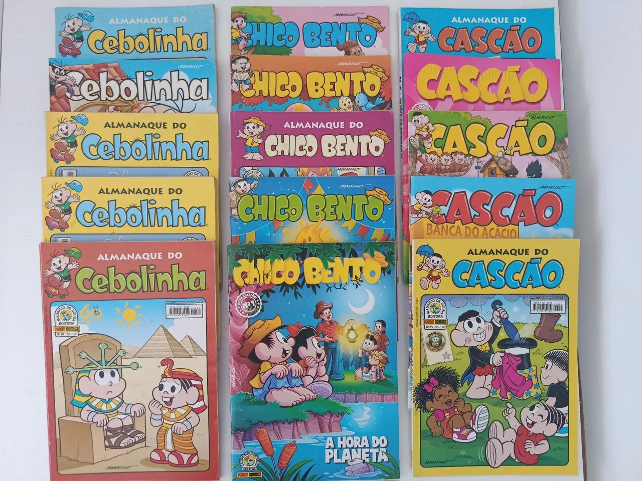 15 Almanaques, 5 do Cascão, 5 do Cebolinha e 5 do Chico Bento