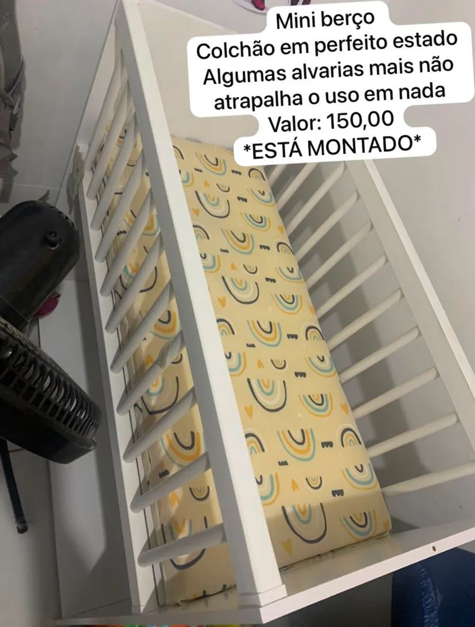 Mini berço com colchão, JÁ MONTADO.