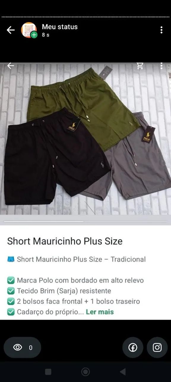 short mauricinho plus sizes 
