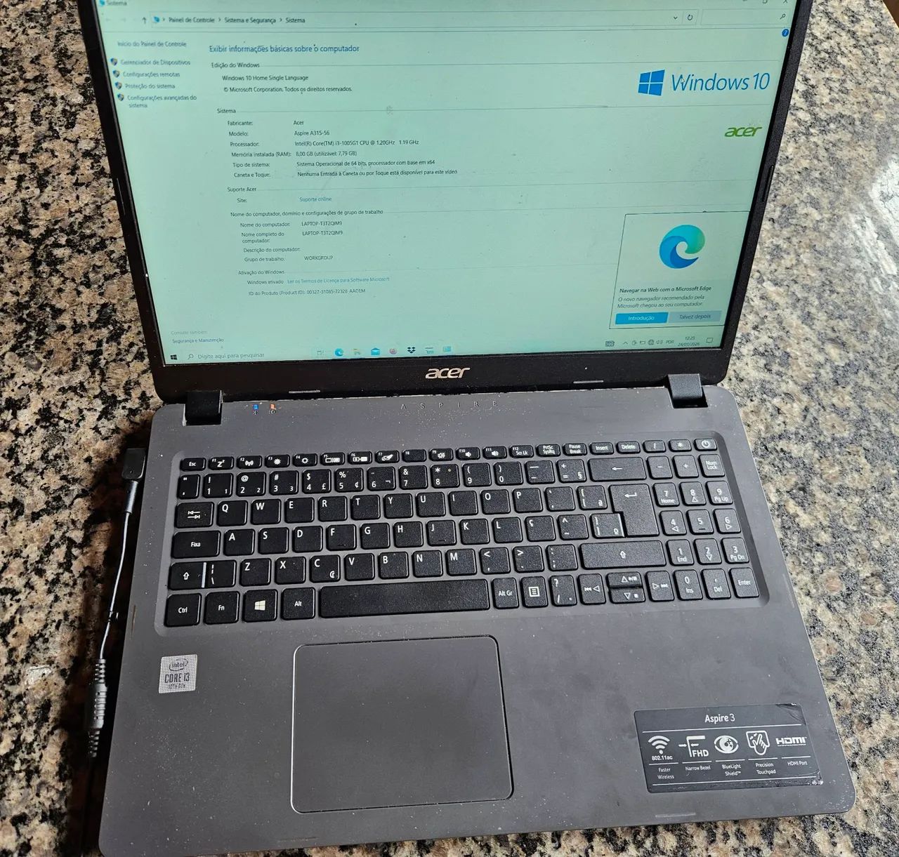 Notebook Acer A315-56 - i3 10th - SSD 1TB - 8GB Ram - Envio via Olx Pay 