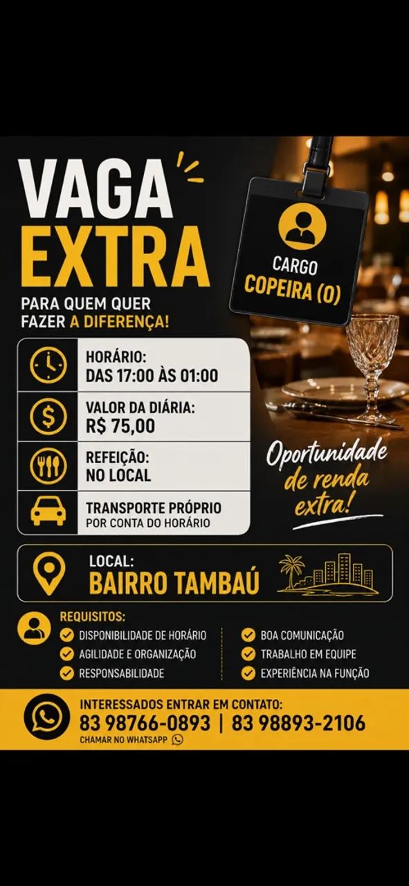 Extra para o turno da noite 