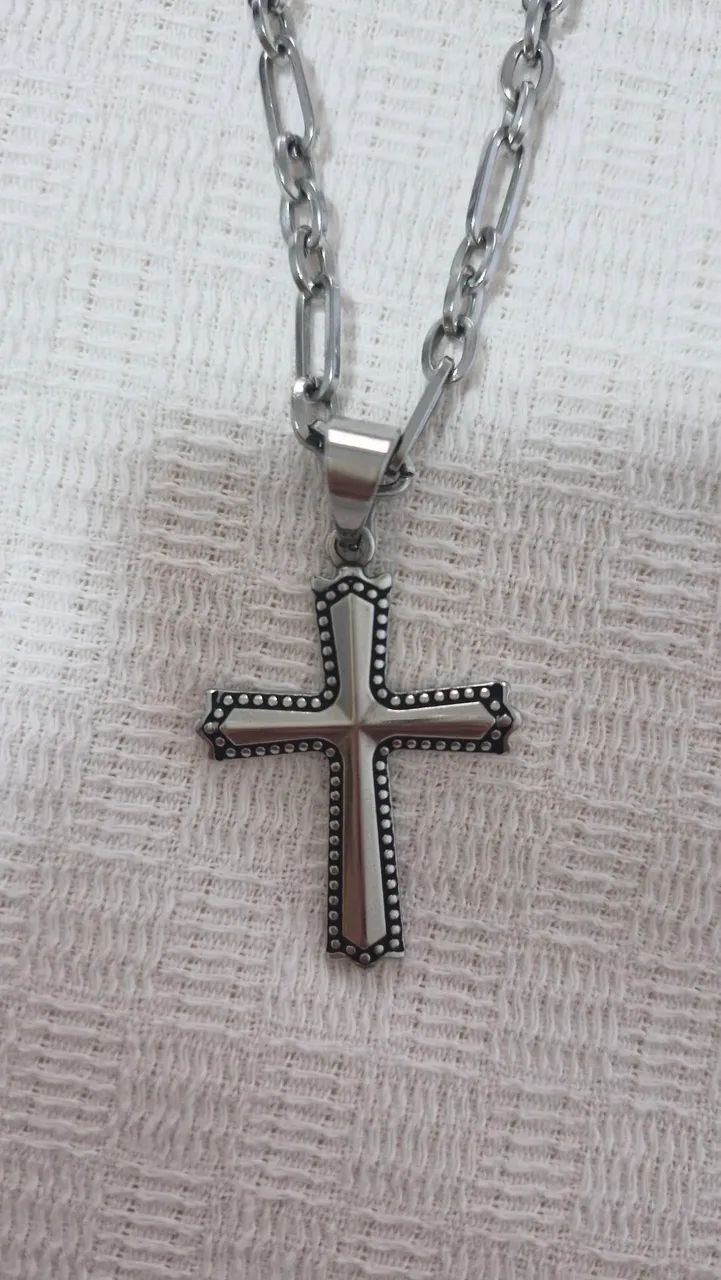 CORDÃO E CRUCIFIXO AÇO INOXIDÁVEL  - Foto 2