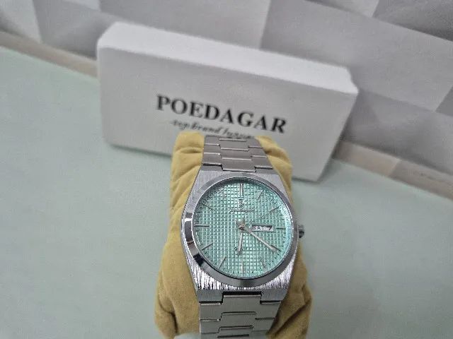 Relógio de pulso Poedagar 821 Silver Mint Blue com pulseira em aço - Foto 2