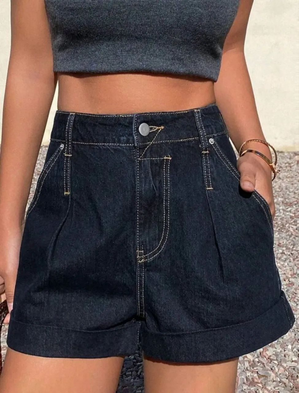 Short Jeans Feminino Cintura Alta G Casual - Foto 3