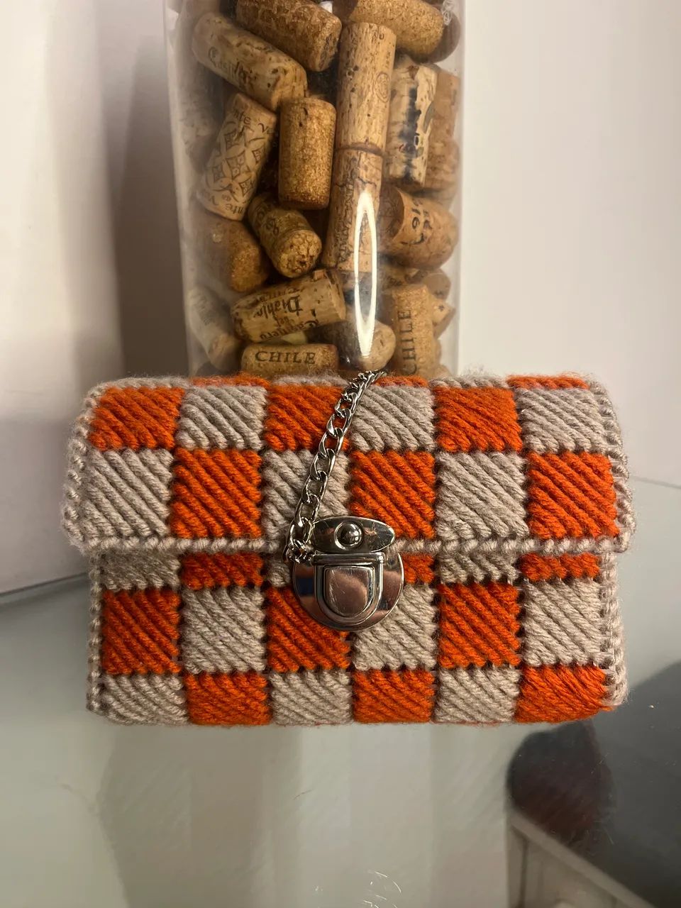 Bolsa em tel de tricô 