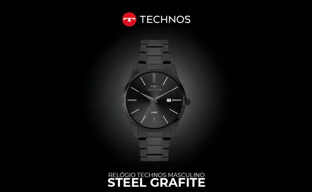 Relógio Technos Masculino Steel Grafite 