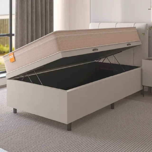 Cama Solteiro Box Completa com Colchão e Baú (Entrega Rápida) - Foto 2