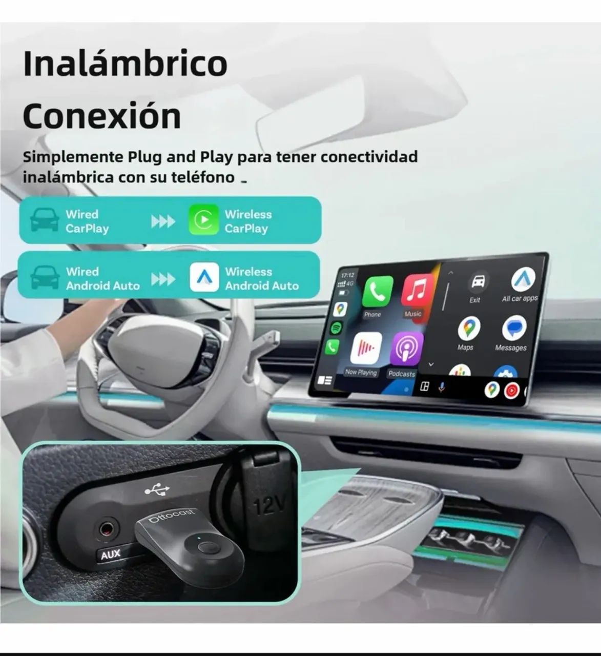 Adaptador Ottocast Mini Sem Fio Para Carplay/android Auto - Foto 4