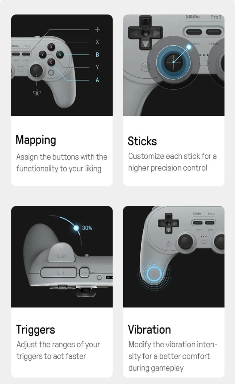 Controle Bluetooth Gamepad 8BitDo Pro 3 Switch Windows Android Original Novo - Foto 4