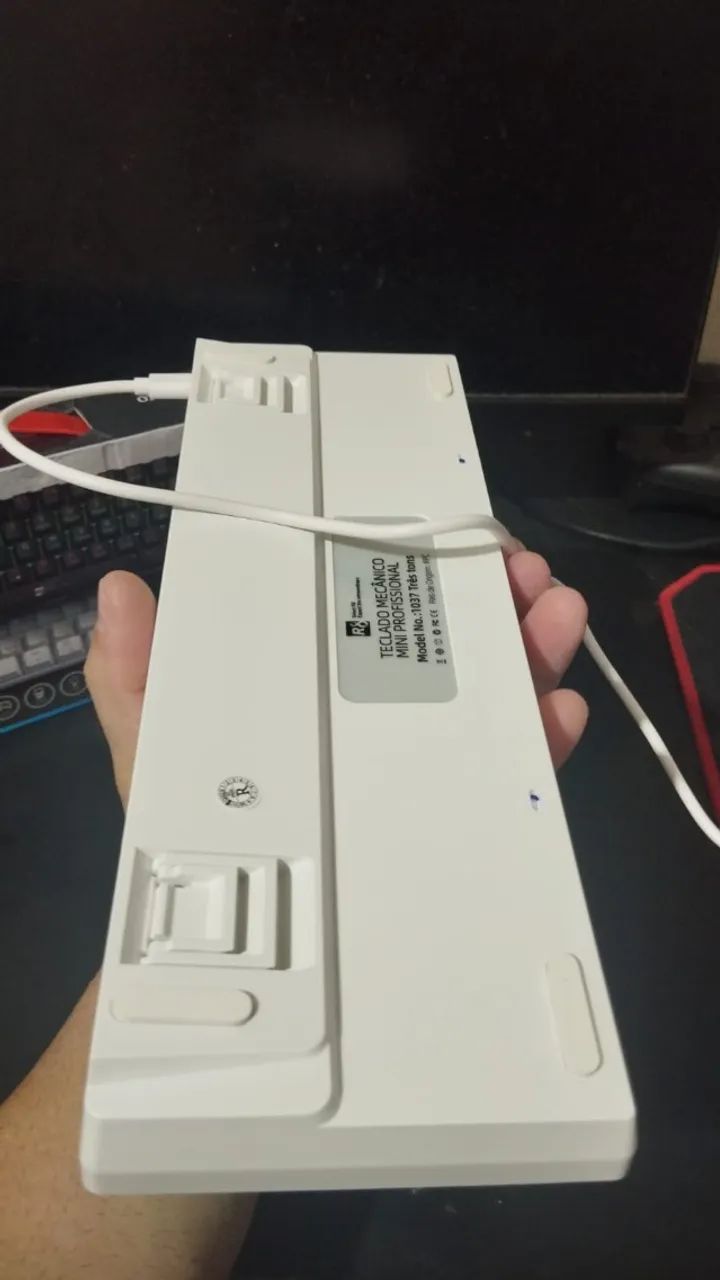 Teclado Mecânico Branco  RGB Switch Azul-1037 - Foto 2