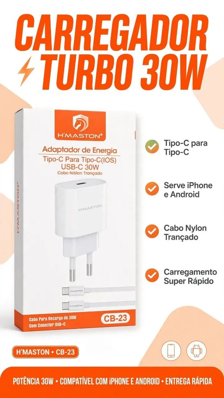 Carregador iPhone/Android 