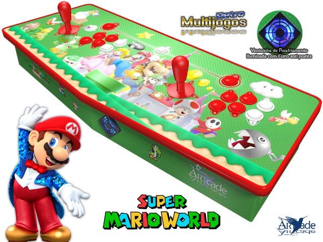 Arcade Fliperama Multijogos Retro 2 Players Tema: Super Mario World Com 7050 Jogos