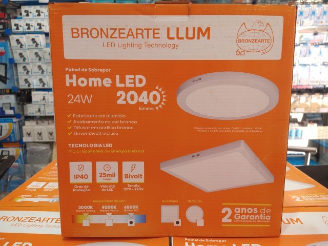 Painel de led sobrepor 30x30 24w 6500k KIT com 4 peças 