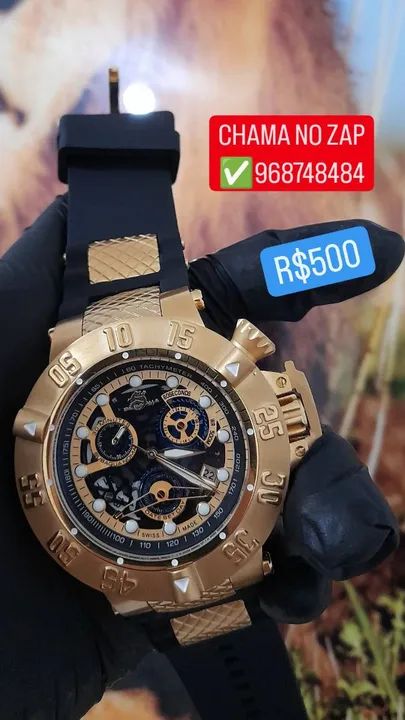 Relógio INVICTA SUBAQUA NOMA III SKELETON FUNCIONAL PULSEIRA PRETA