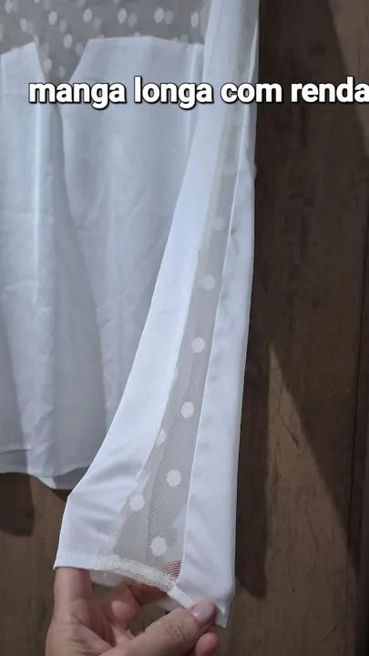 Blusa branca em cetim e renda - Tam P/MP/M - Foto 2