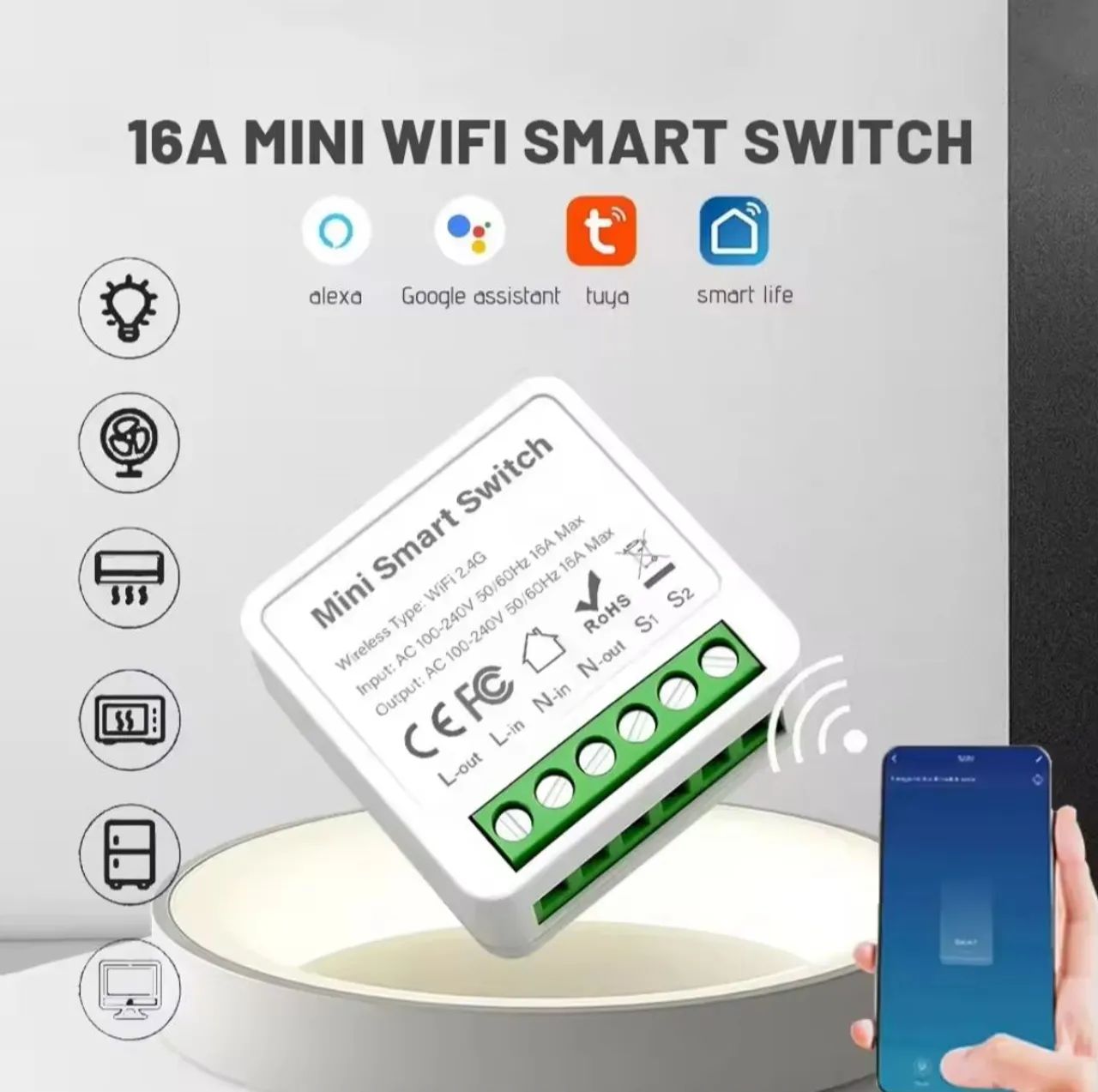 Interruptor inteligente WiFi 16A Mini