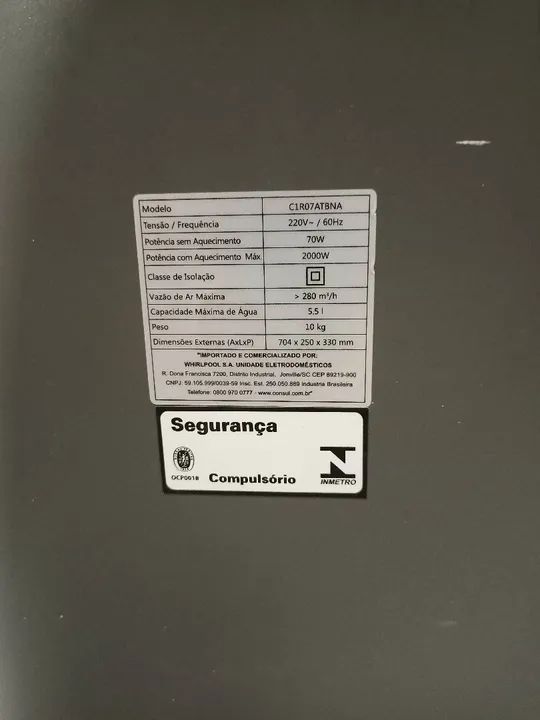 CLIMATIZADOR CONSUL QUENTE E FRIO 2000W COM DEFEITO - Foto 6