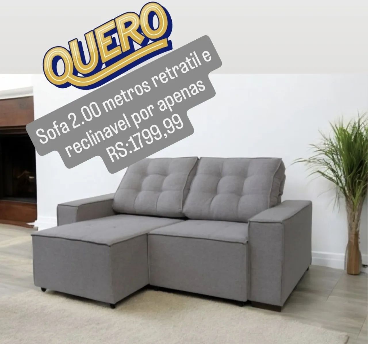 Sofá Retrátil 2.00m - Novo - R$1799,99