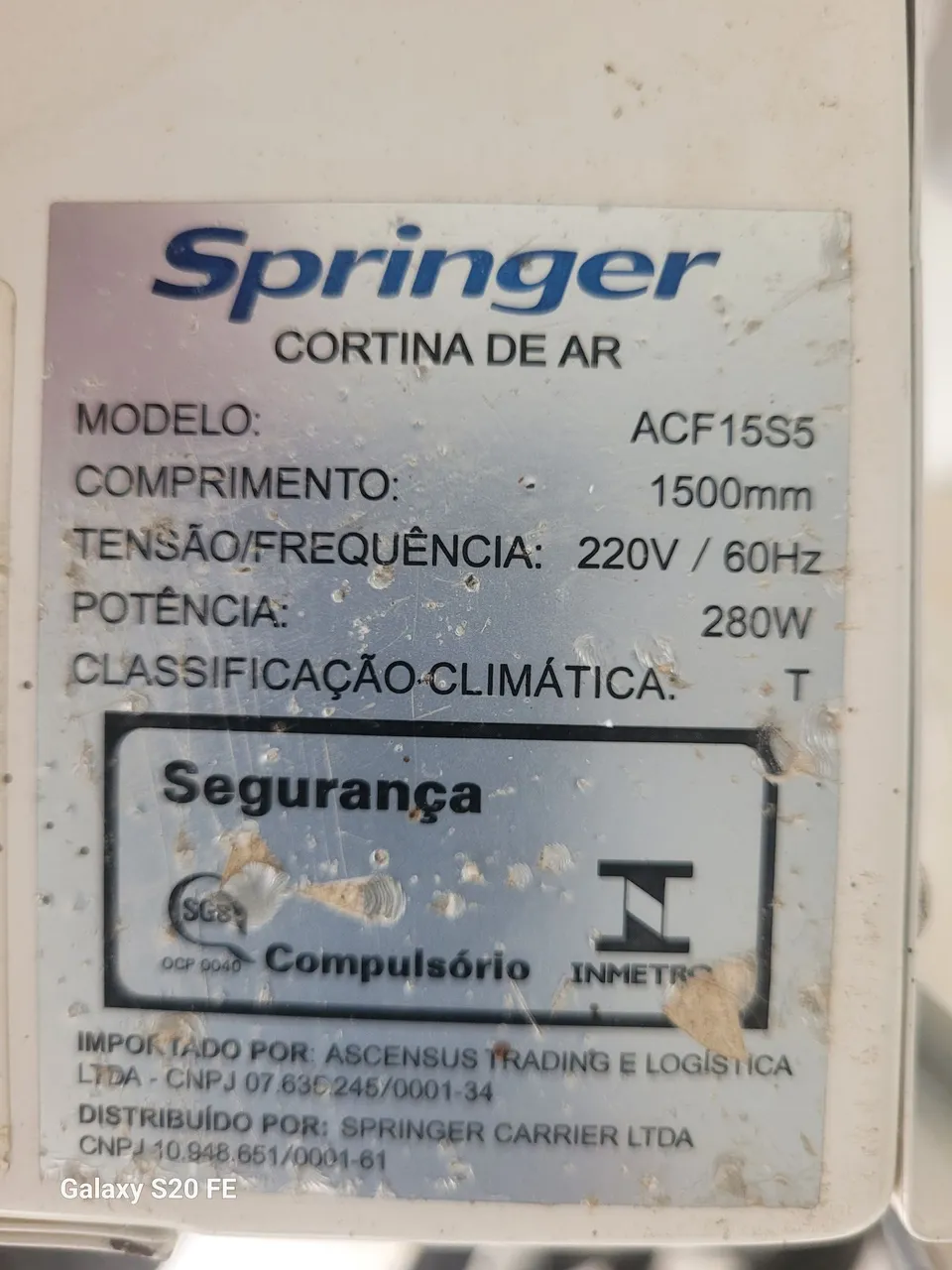 Cortina de Ar Springer ACF15S5 - 220V/60Hz