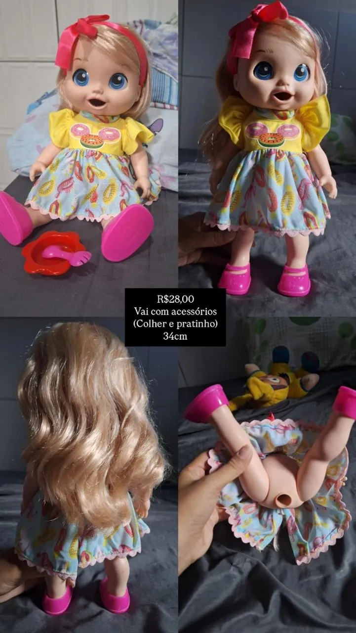 Boneca Loira com Acessórios - 34cm