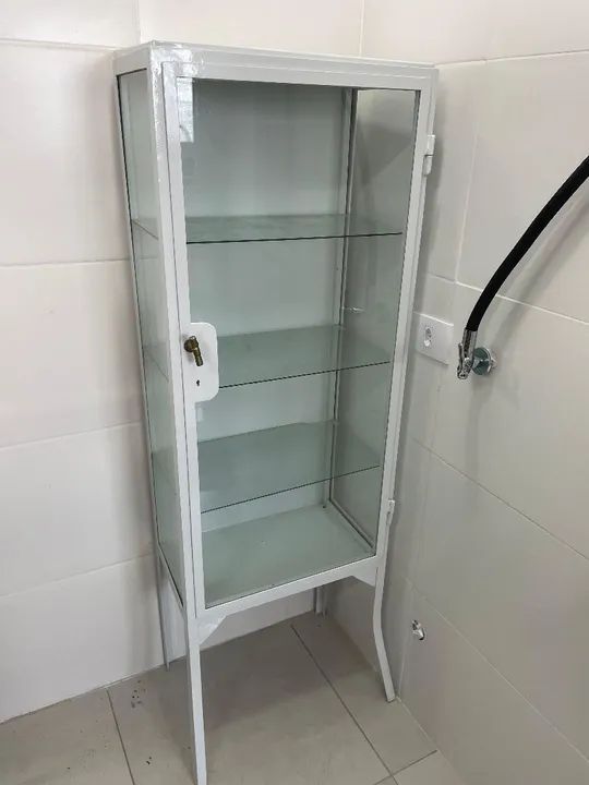 Cristaleira de ferro e vidro antiga - Foto 4