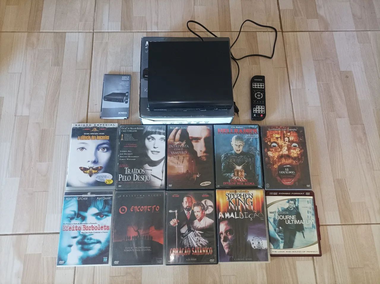 DVD Player + Lote dvd Filmes de Terror e Suspense + adaptador hdmi