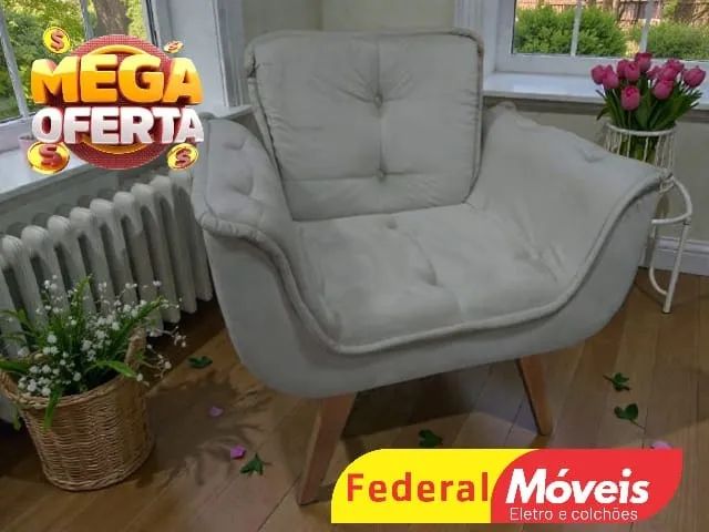 POLTRONA CINZA VELUDO (A PRONTA ENTREGA)