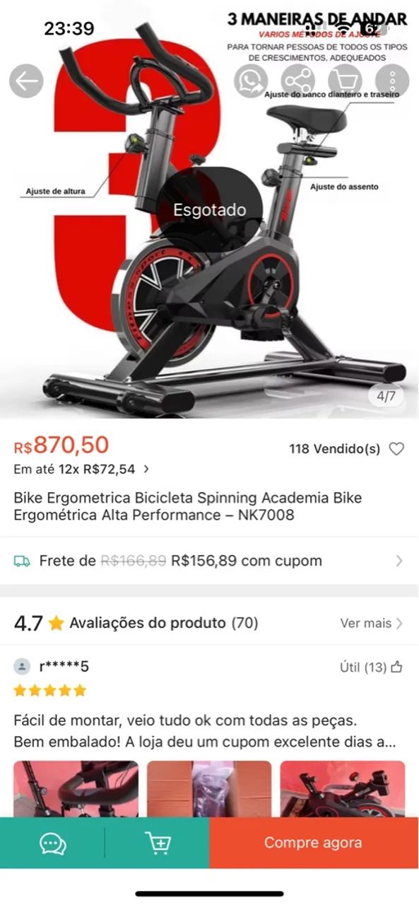 Bicicleta Ergométrica - Ótima para Treinar em Casa - Foto 3