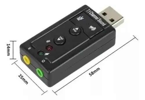 Placa de Som Externa USB 7.1 Canais