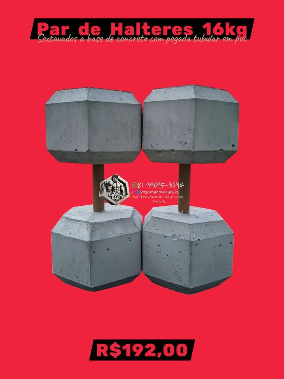 Halteres Par de 16kg Sextavados