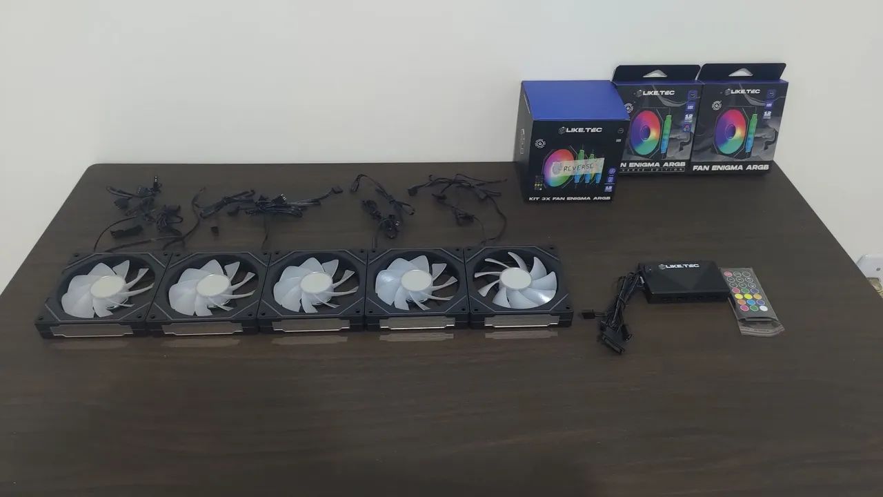 Kit 5 Fans com controladora Liketec Enigma ARGB