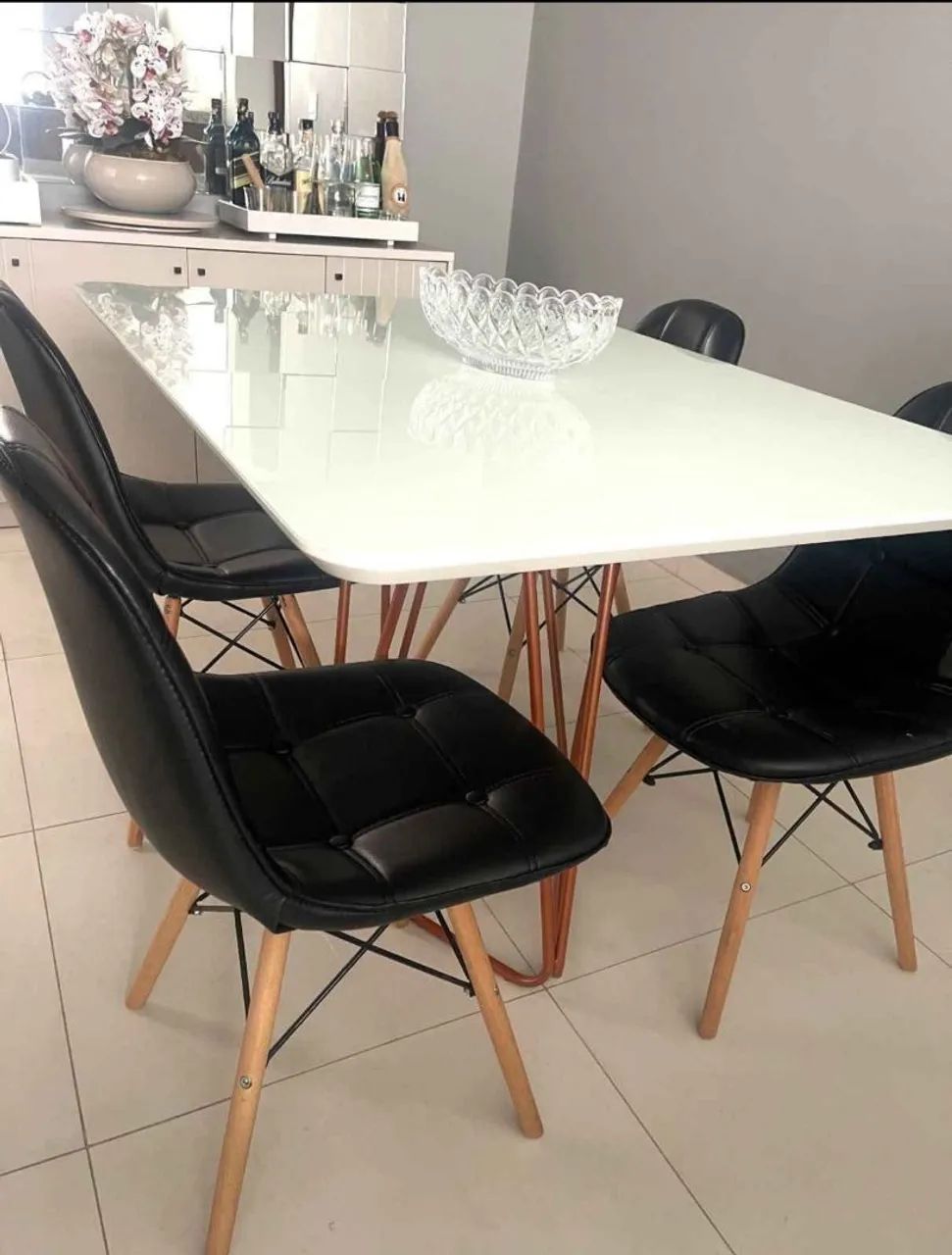 Mesa Retangular Pérola Pés Cobre 120x9064311797944193121