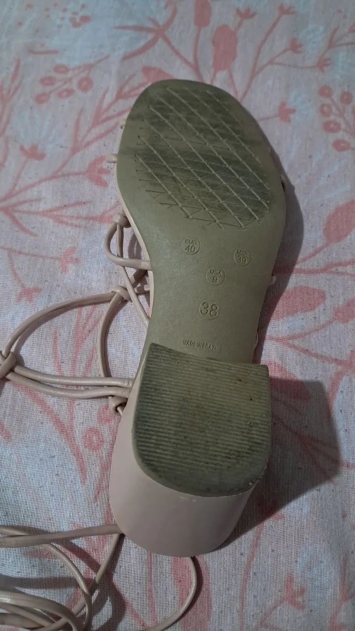 Sandália Pink  feminina bege - Foto 5