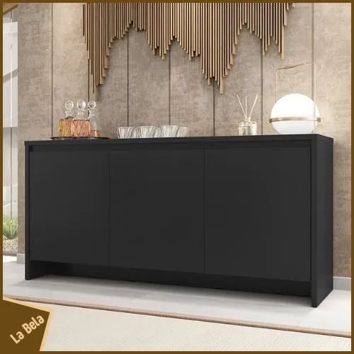 Buffet Preto Moderno 100% MDF NOVO