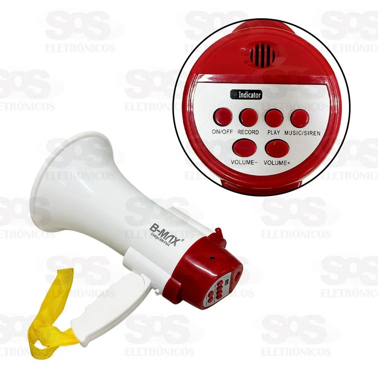 Megafone Amplificador De Voz Profissional Usb Recarregavel com Sirene BM-F944 - B Max