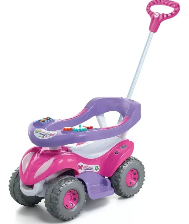 Carrinho 4 Rodas com Empurrador - Rosa