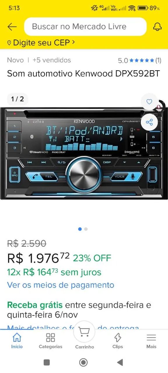 Multimídia Kenwood DPX502BT original na linha troller e toda