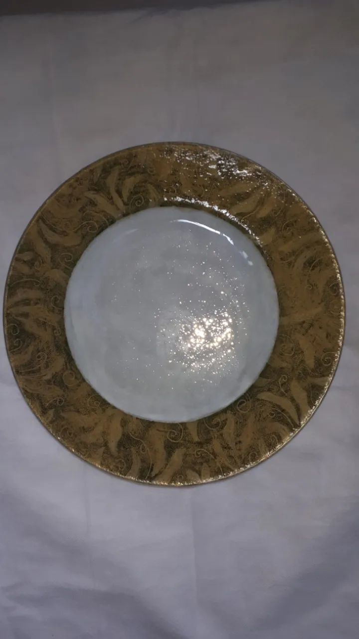 Prato Raso P/ Serviços Vidro Transparente e Decorado 33 Cm - Foto 2